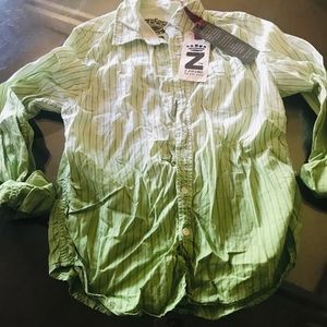 Z brand button up shirt boys 12 green ombré stripe